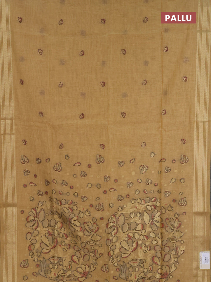 Jamdhani cotton saree sandal with allover thread & zari woven buttas and jamdhani pallu