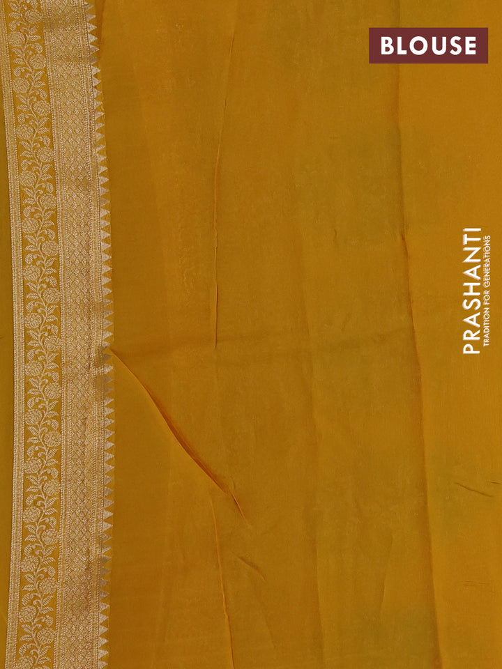 Banarasi silk saree mustard yellow with allover brocade weaves and mina border