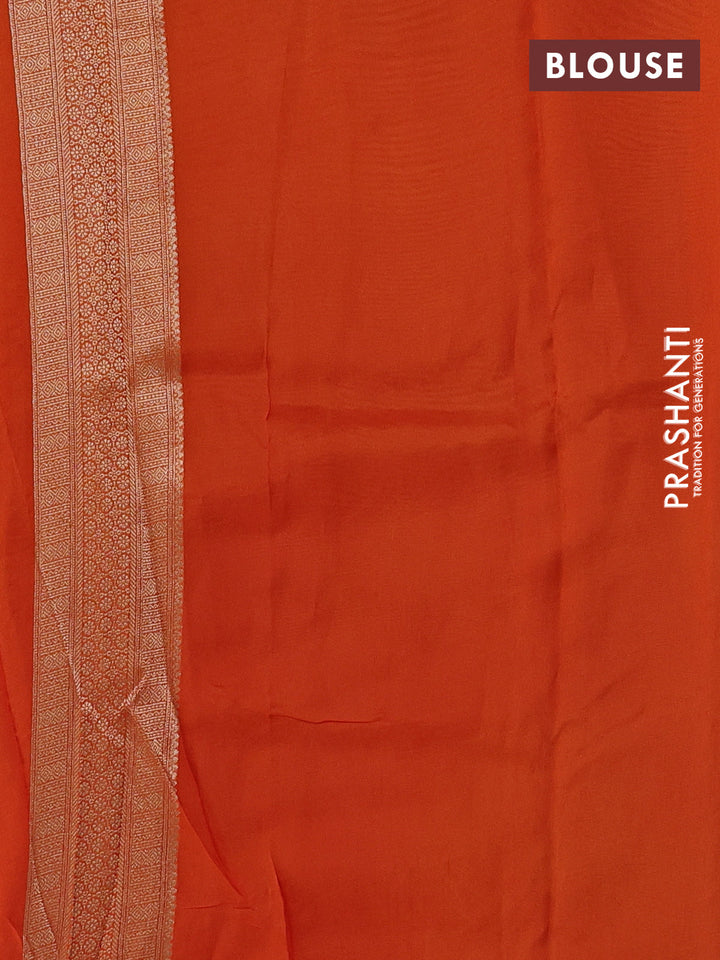 Banarasi silk saree orange with allover brocade weaves and mina border
