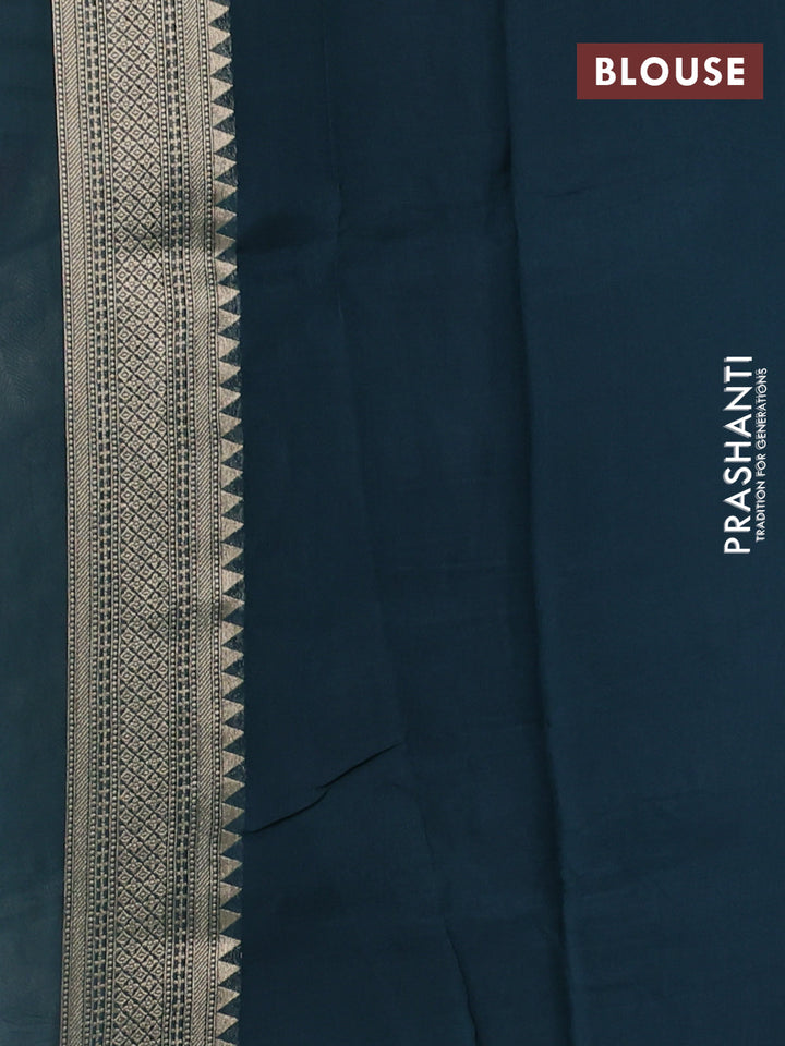 Banarasi silk saree peacock green with allover brocade weaves and mina border