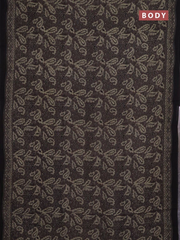 Georgette saree grey and black with allover block prints and printed border
