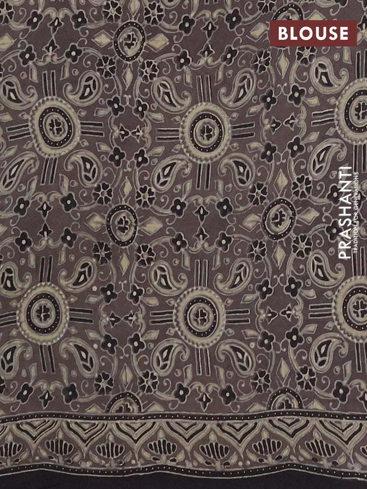 Georgette saree grey and black with allover block prints and printed border