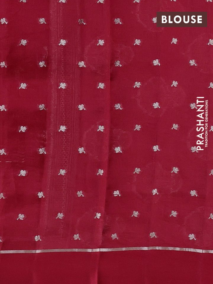Poona silk saree red with allover thread & zari weaves and zari woven simple border