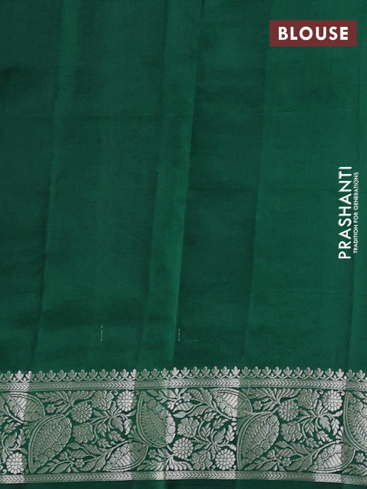 Poona silk saree green with allover thread & zari weaves and zari woven simple border