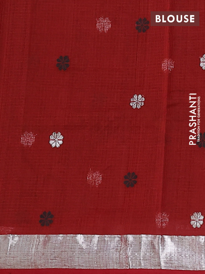 Pure zari kota silk saree deep coffee brown and rust shade with silver zari woven buttas and silver zari woven border