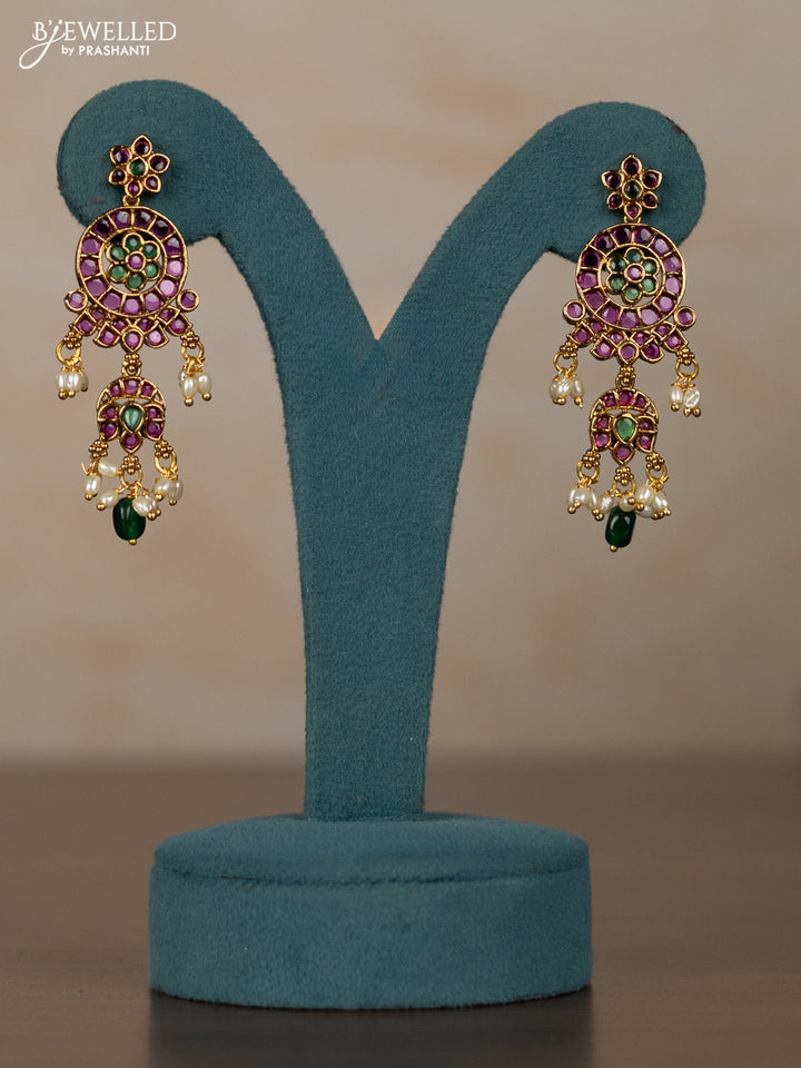 Antique guttapusalu necklace with kemp stones and pearl & green beads hangings