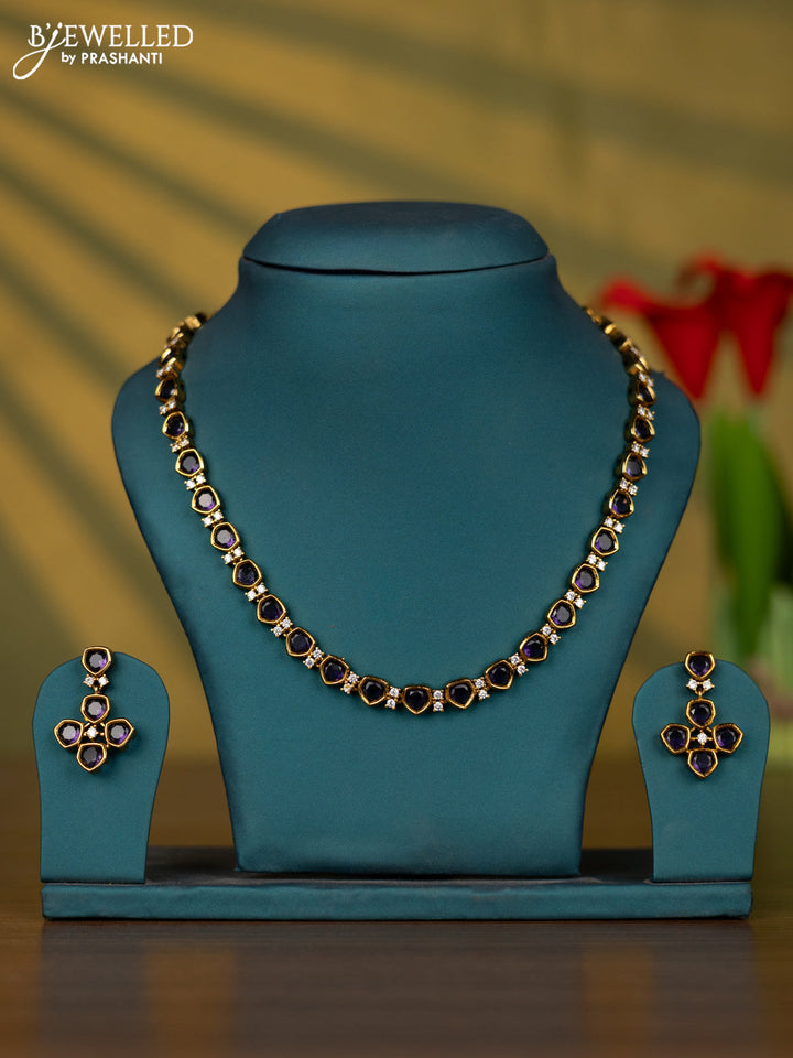Necklace with purple and cz stones in victorian finish