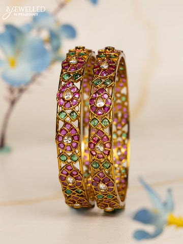 Antique bangles manga pattern with kemp and kundan stones