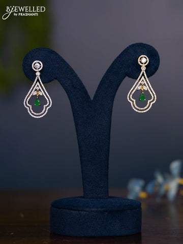 Zircon earring with emerald and cz stones in gold finish