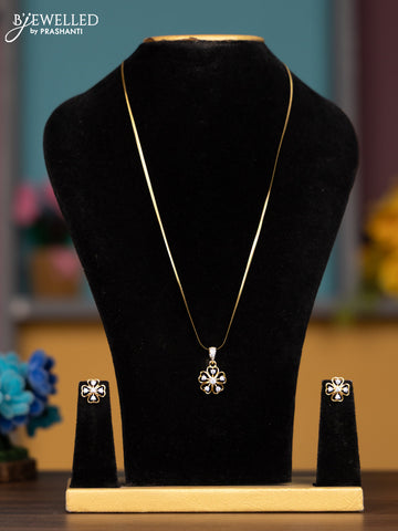 Antique chain with cz stones and floral pendant