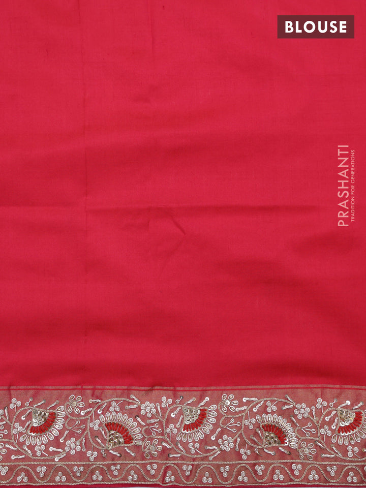 Pink Pochampally silk saree with allover ikat weaves and Embroidered border