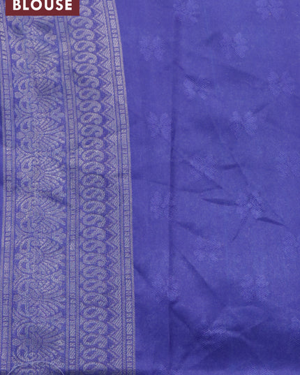 Banarasi softy silk saree lime yellow and blue with allover silver zari woven brocade weaves and silver zari woven border