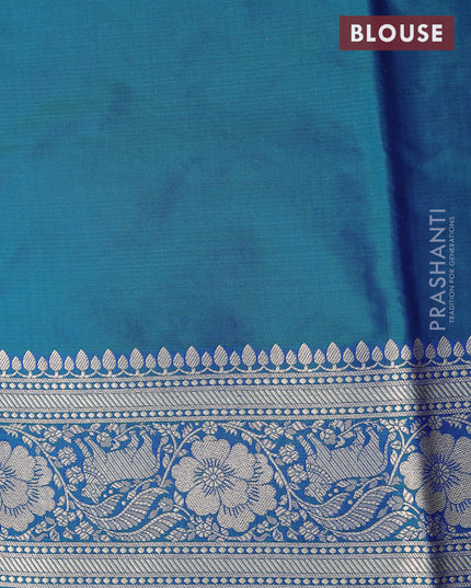 Banarasi uppada silk saree dual shade of blue with allover zari woven brocade weaves and zari woven border
