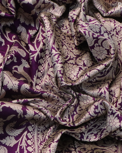Banarasi uppada silk saree deep purple with allover thread & zari woven brocade weaves and woven border