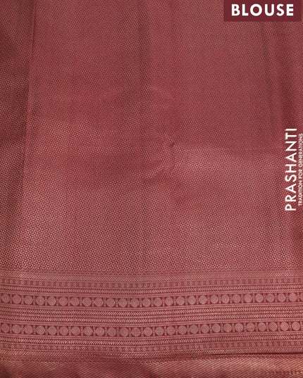 Pure kanjivaram silk saree grey and maroon with allover floral digital prints & zari weaves and long zari woven border
