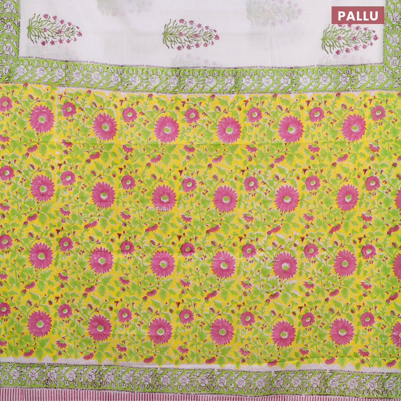 Jaipur cotton saree off white with butta prints and printed border