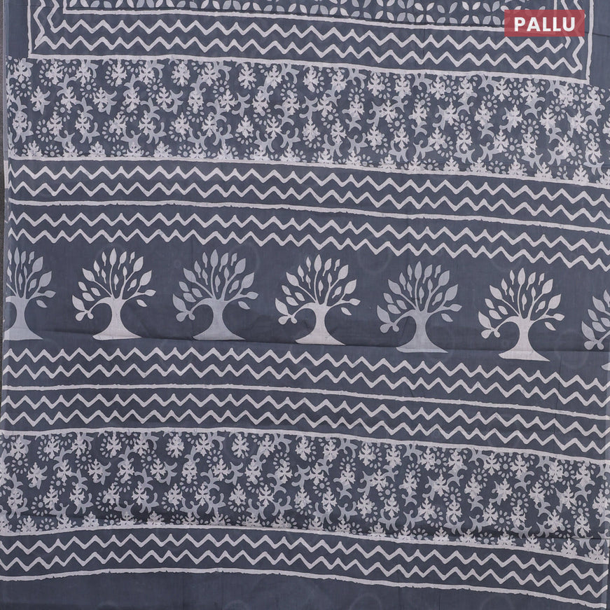 Jaipur cotton saree grey shade with allover prints and printed border