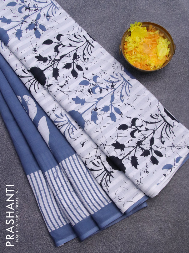 Jaipur cotton saree grey shade with butta prints and printed border
