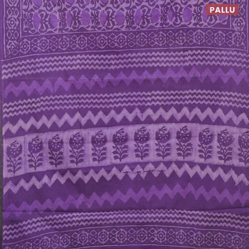 Jaipur cotton saree violet with allover prints and printed border