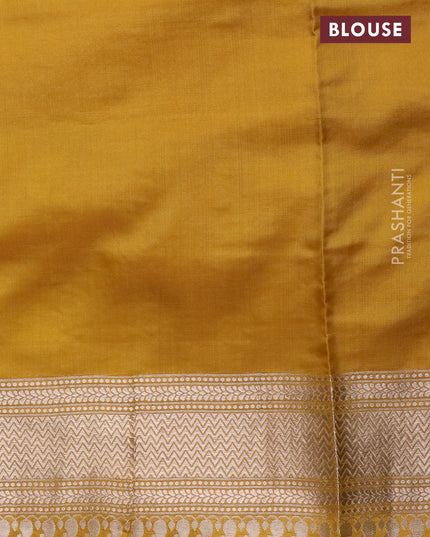 Pure banarasi uppada silk saree mustard yellow with allover zari woven floral weaves and zari woven border