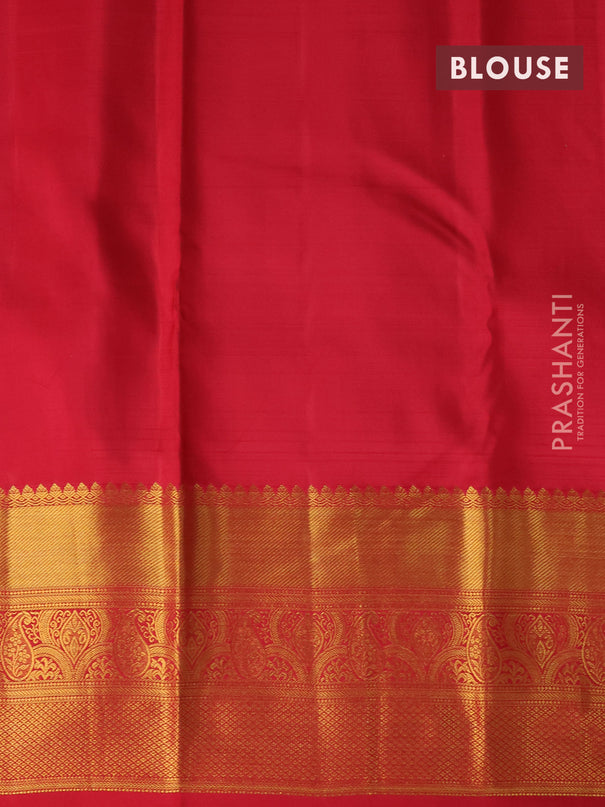 Pure kanjivaram silk saree candy pink and red with allover zari woven brocade weaves and long zari woven border