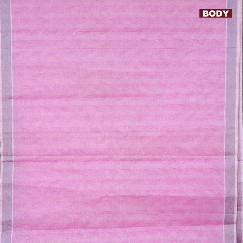 Coimbatore cotton saree purple shade and grey with allover self emboss and thread woven border