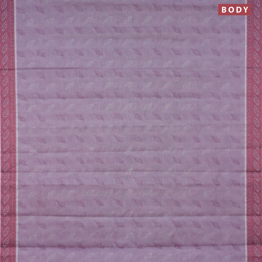 Coimbatore cotton saree pastel purple and maroon with allover self emboss and thread woven border
