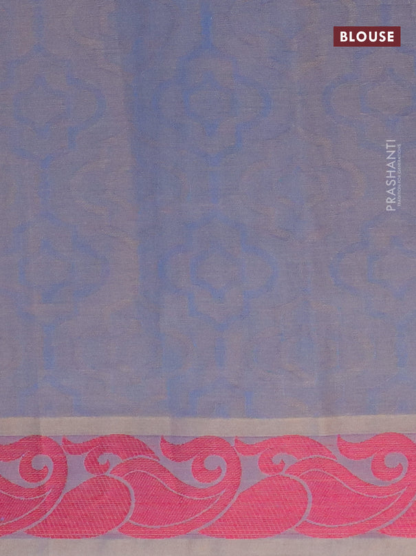 Coimbatore cotton saree dual shade of blue and dual shade of blue with allover self emboss and thread woven border