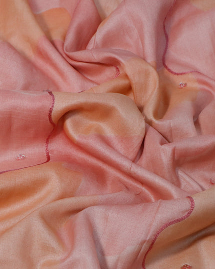 Pure tussar silk saree peach pink shade with sequin work buttas and beaded work border