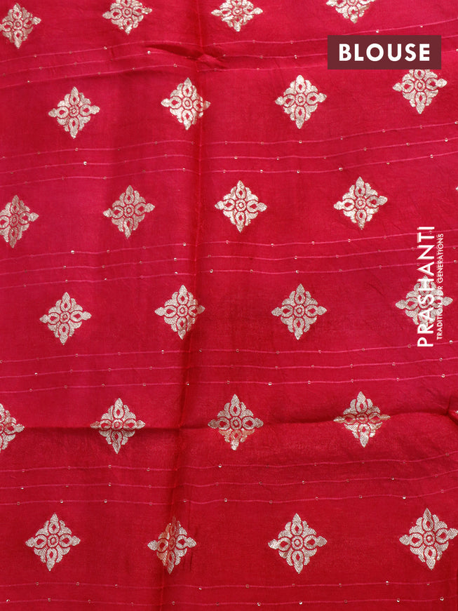 Dola silk saree navy blue and pink with allover zari stripes & butta weaves and zari woven border & zari butta blouse
