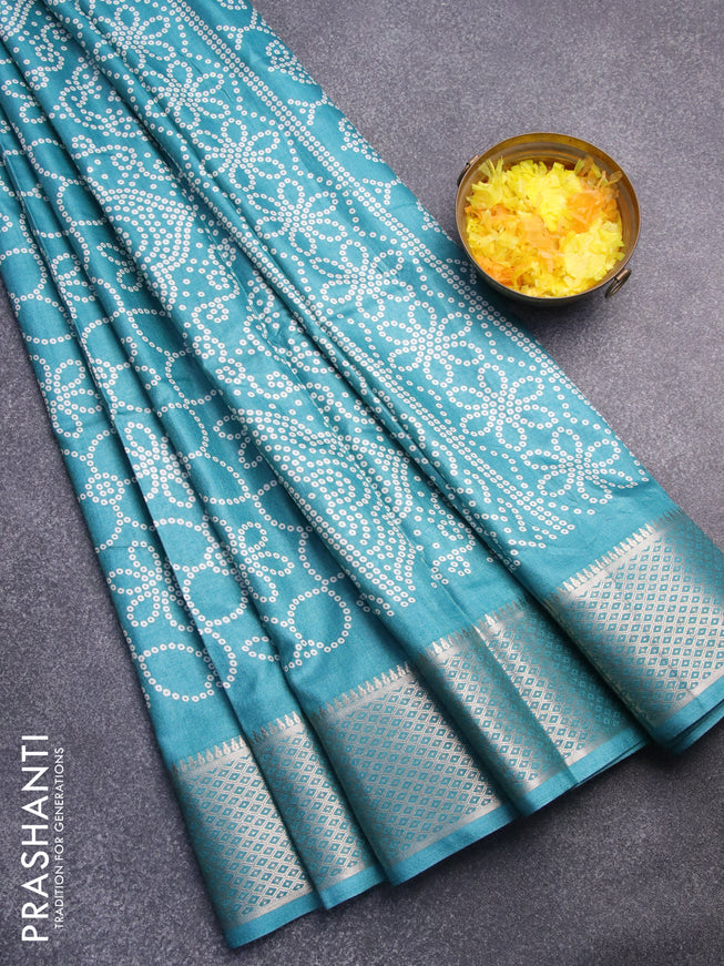 Semi dola saree maroon shade with allover bandhani prints and zari woven border