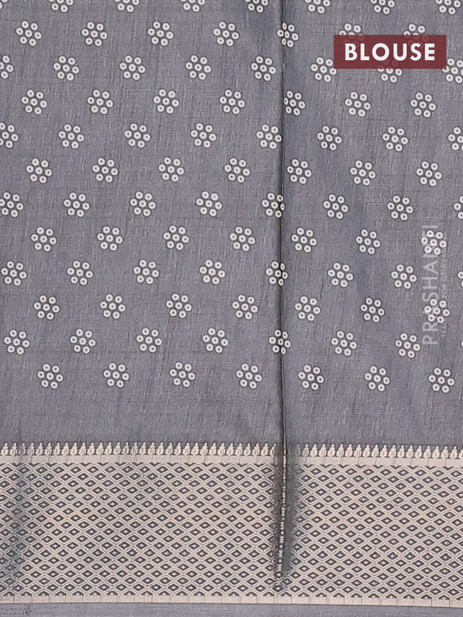 Semi dola saree grey with allover bandhani prints and zari woven border