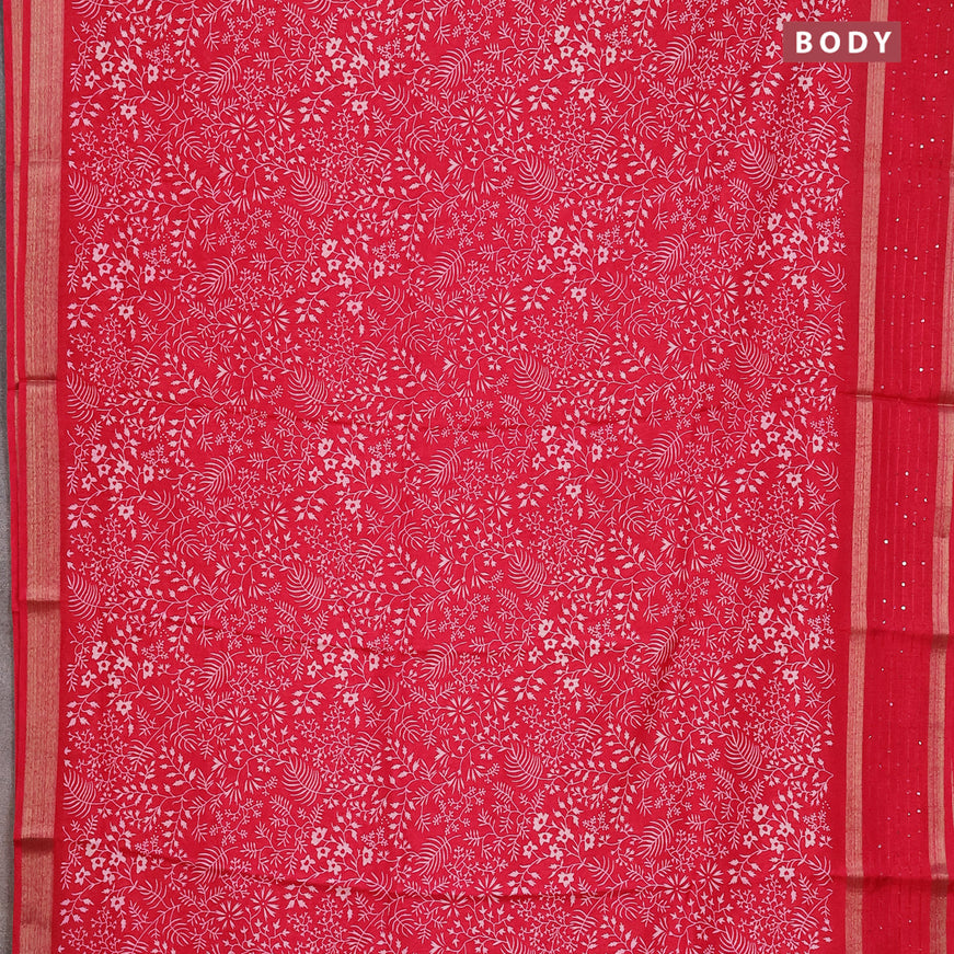 Semi dola saree pink with allover prints and zari woven sequin work border