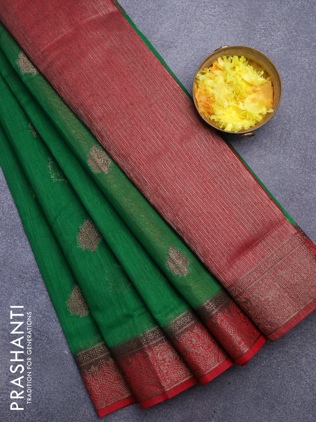 Banarasi semi matka saree grey and dark magenta with thread & zari woven buttas and banarasi style border