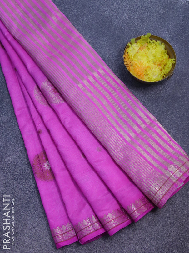 Semi raw silk saree pink with thread & zari woven buttas and zari woven border