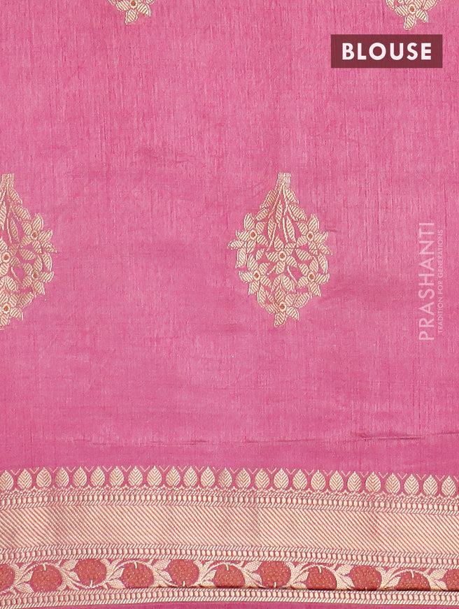 Semi raw silk saree mauve pink with thread & zari woven buttas and zari woven border
