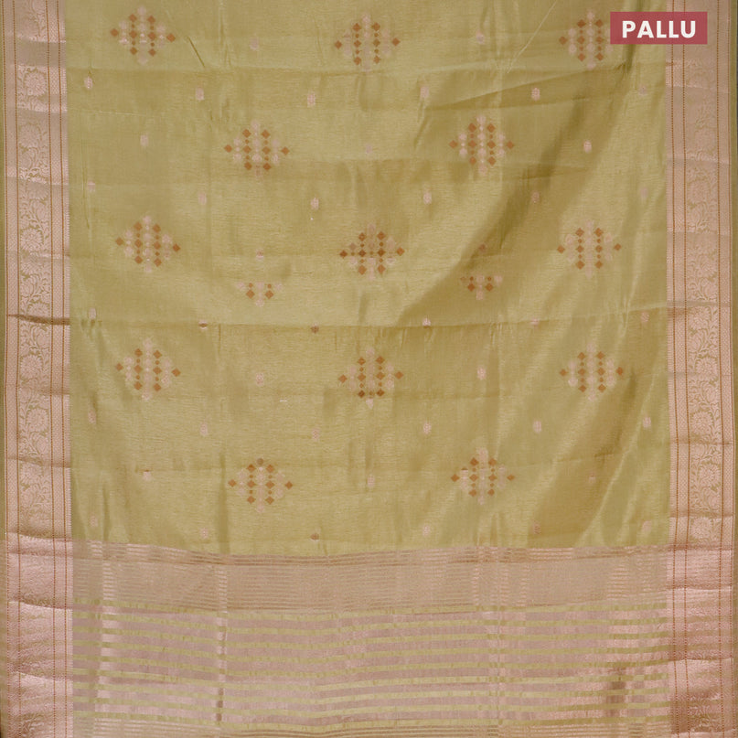 Semi raw silk saree elaichi green with thread & zari woven buttas and zari woven border
