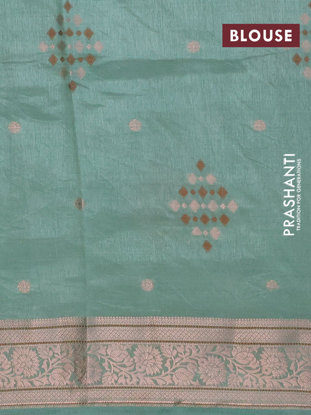 Semi raw silk saree pastel shade of blue with thread & zari woven buttas and zari woven border