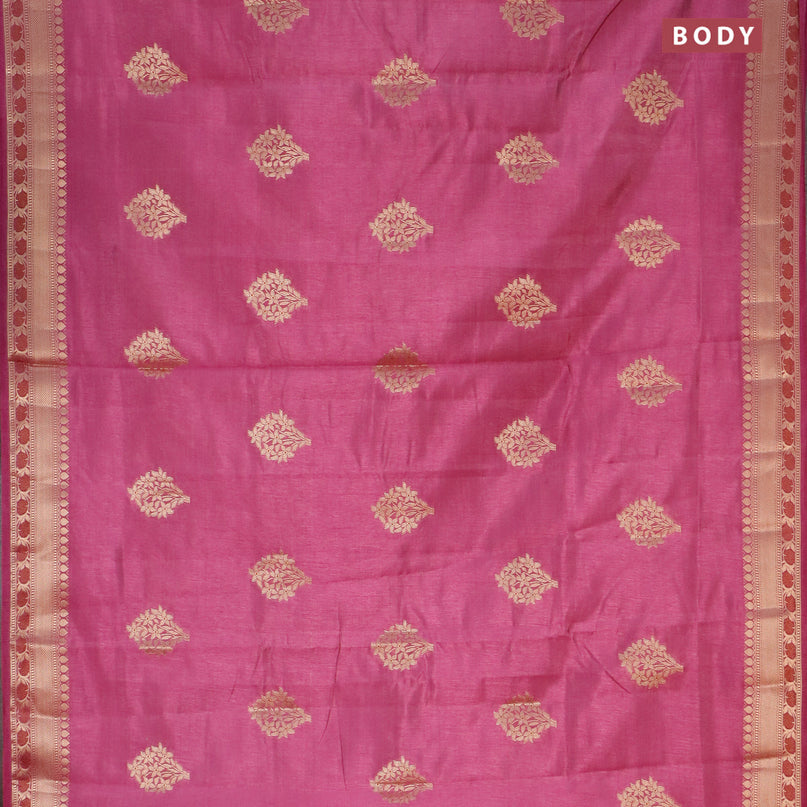 Semi raw silk saree purple shade with floral zari woven buttas and zari woven border