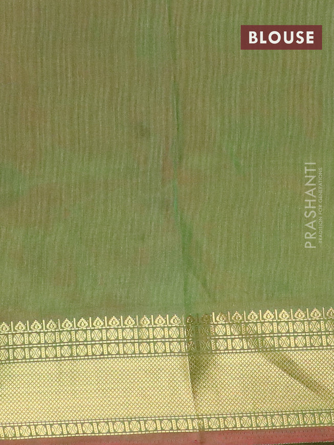 Semi tussar saree dark magenta and dual shade of green with allover ikat weaves and zari woven border