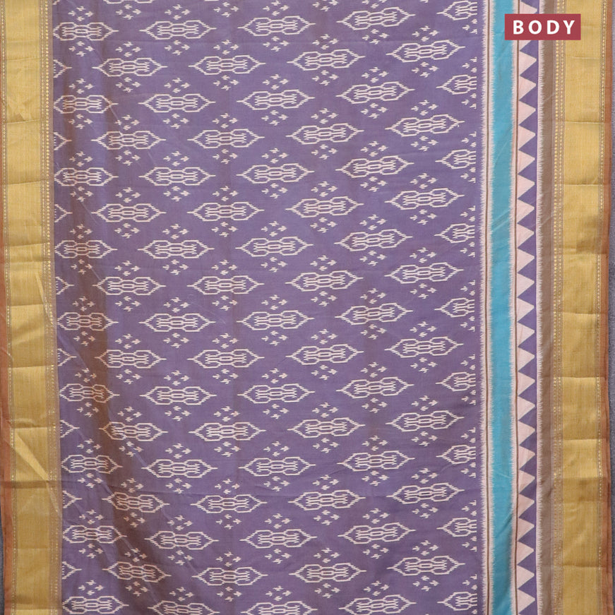 Semi tussar saree dual shade of blue and sandal with allover ikat butta weaves and zari woven border