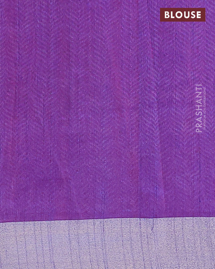 Semi tussar saree pink and dual shade of blue with allover ikat butta weaves and zari woven border