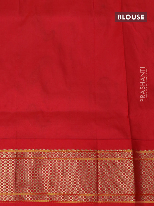 Pure paithani silk saree cs blue and red with annam zari woven buttas and zari woven border