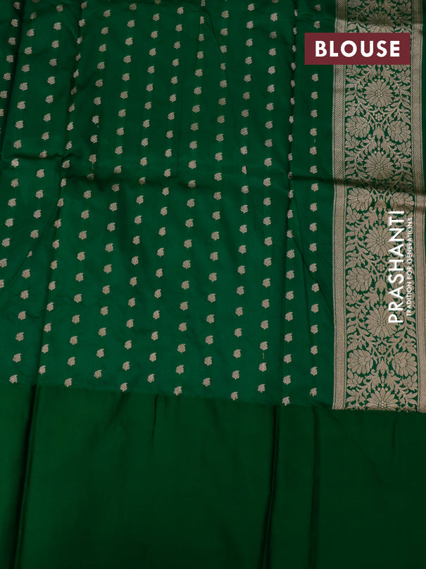 Banarasi katan silk saree red and green with zari woven floral buttas and floral zari woven border