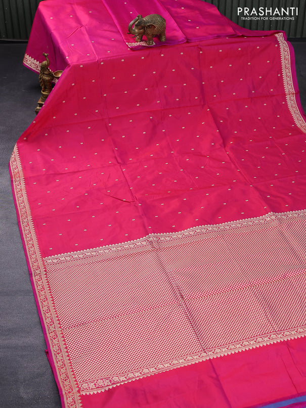 Banarasi katan silk saree pink with thread woven buttas and thread woven border