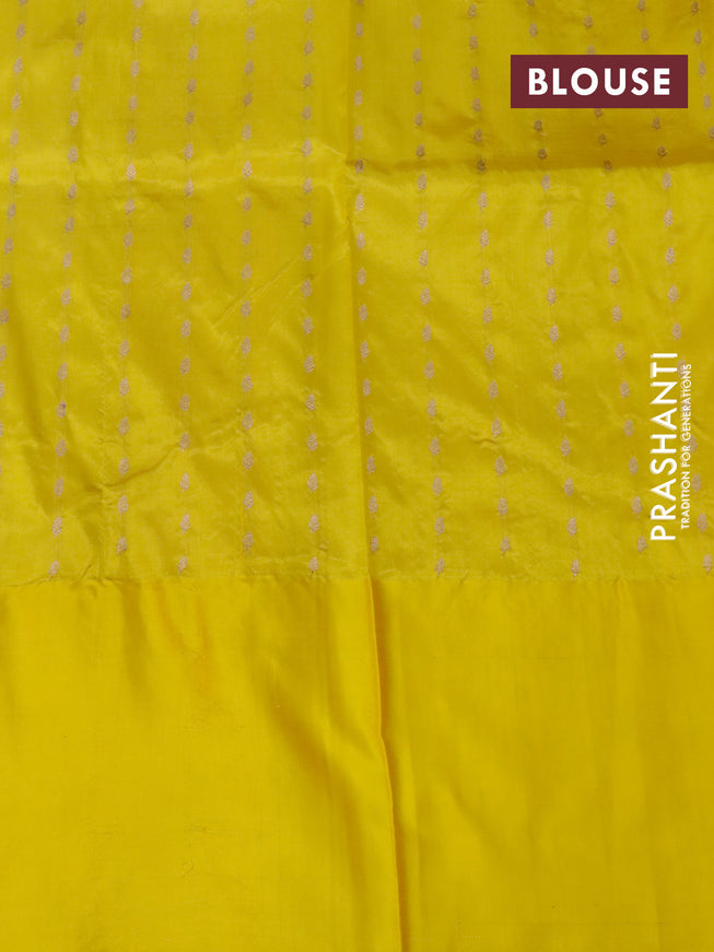 Banarasi katan silk saree deep maroon and yellow with zari woven buttas and floral zari woven border