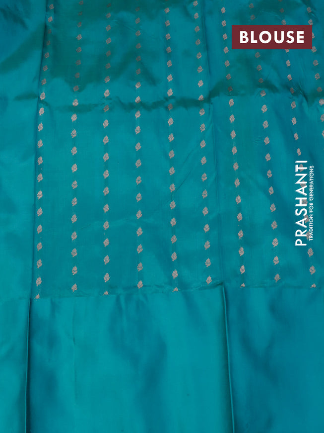Banarasi katan silk saree pink and teal blue with zari woven buttas and rich zari woven border