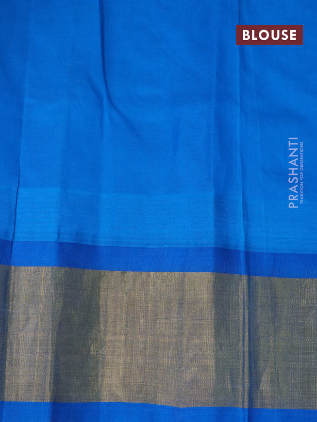 Silk cotton saree lime yellow and cs blue with allover prints and temple design zari woven border