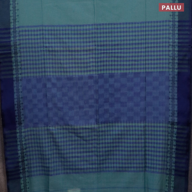 Bengal soft cotton saree pastel shade of green and blue with plain body and thread woven border