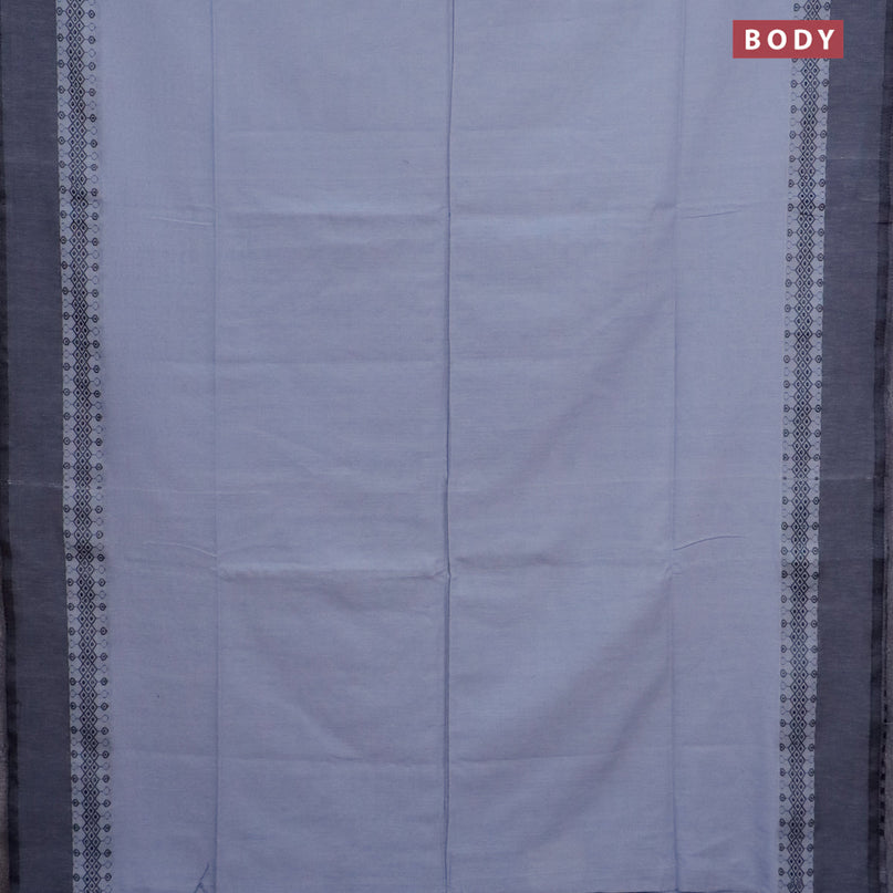 Bengal soft cotton saree grey and black with plain body and thread woven border